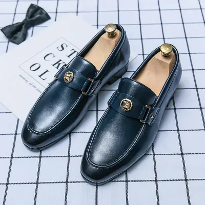 AMERICAN METAL BUCKLE SLIP-ON MEN'S SHOES